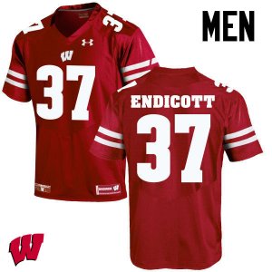 Men's Wisconsin Badgers NCAA #37 Andrew Endicott Red Authentic Under Armour Stitched College Football Jersey JC31J40WC